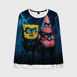 Мужской свитшот Спанч Боб и Патрик киберпанк