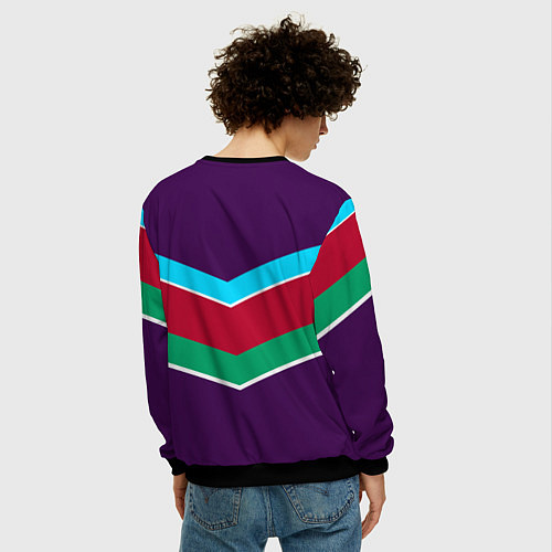 Мужской свитшот Фиолетовый с полосами / 3D-Черный – фото 4