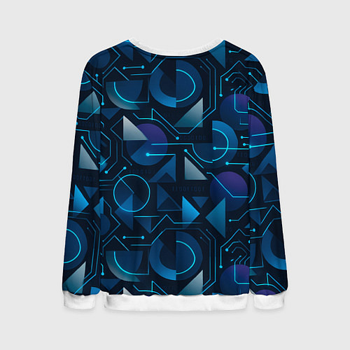 Мужской свитшот Футуристическая сине-фиолетовая абстракция с хакер / 3D-Белый – фото 2