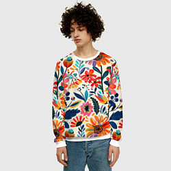 Свитшот мужской Простые цветы, цвет: 3D-белый — фото 2