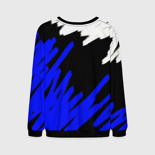 Мужской свитшот Россия чёрно-синий штрихи / 3D-Черный – фото 2