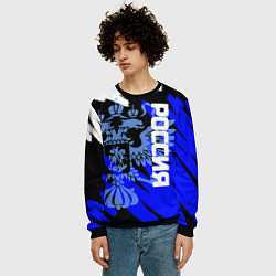 Свитшот мужской Россия чёрно-синий штрихи, цвет: 3D-черный — фото 2