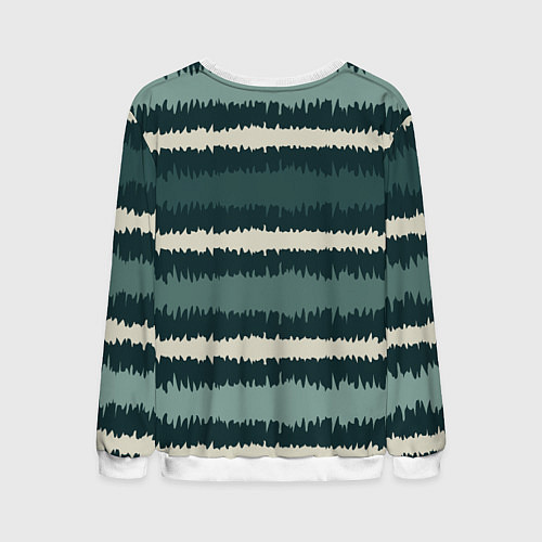 Мужской свитшот Полосы зигзагообразные зеленые / 3D-Белый – фото 2
