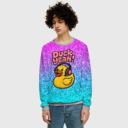 Свитшот мужской Duck yeah - утка в наушниках, цвет: 3D-меланж — фото 2