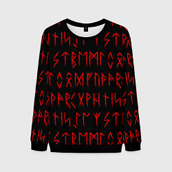 Свитшот мужской Красные символы древних рун крупные - паттерн, цвет: 3D-черный