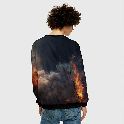 Мужской свитшот Герой аниме дракон с огненным мечем / 3D-Черный – фото 4