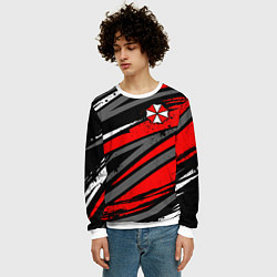 Свитшот мужской Umbrella - red lines, цвет: 3D-белый — фото 2