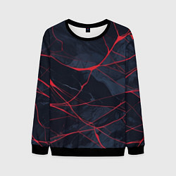 Свитшот мужской Мраморные узоры из переплетений красных линий, цвет: 3D-черный