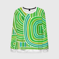 Свитшот мужской Абстрактный узор зеленый, цвет: 3D-белый
