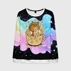 Мужской свитшот Менеджер капибара в кружке в стикерах