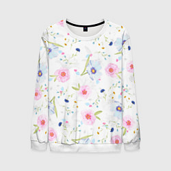 Свитшот мужской Нежные цветочки, цвет: 3D-белый