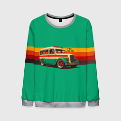 Свитшот мужской Ретро автобус ГАЗ-03-30 поп-арт, цвет: 3D-меланж