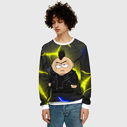 Свитшот мужской Эрик Картман - черный панк, цвет: 3D-белый — фото 2