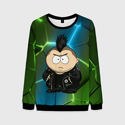 Свитшот мужской Эрик Картман - недовольный панк, цвет: 3D-черный