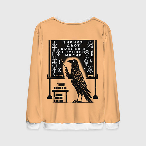 Мужской свитшот Ворон - учитель / 3D-Белый – фото 2