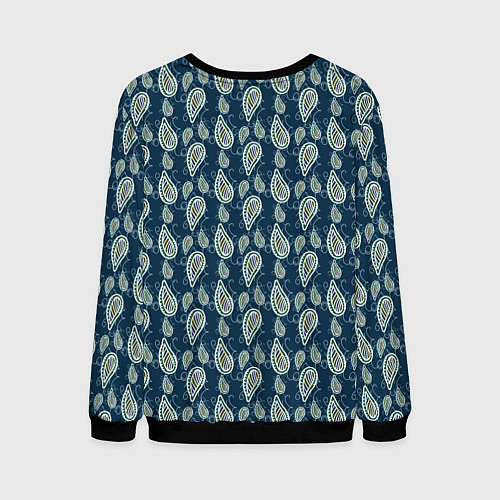 Мужской свитшот Абстрактные капли узор сине-зелёный / 3D-Черный – фото 2
