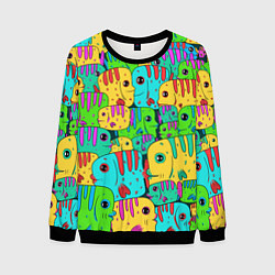 Свитшот мужской Яркие тропические рыбки паттер, цвет: 3D-черный