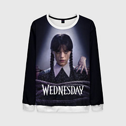 Свитшот мужской Связаная Уэнсдэй с вещью Wednesday, цвет: 3D-белый