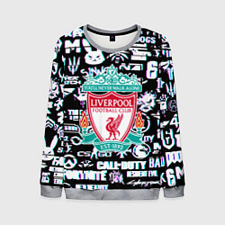 Мужской свитшот Логотипы игр Ливерпуль глитч