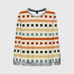 Свитшот мужской Пиксели и полосы орнамент осенний рябиновый, цвет: 3D-меланж