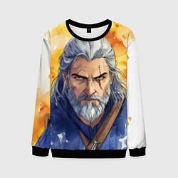 Мужской свитшот Ведьмак нарисованный красками