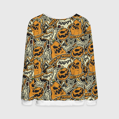 Мужской свитшот Хэллоуин тыквы / 3D-Белый – фото 2