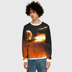 Свитшот мужской Цири сражается с монстром медведем, цвет: 3D-белый — фото 2