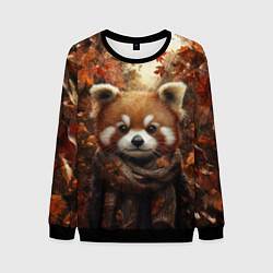 Свитшот мужской Красная панда в осеннем лесу, цвет: 3D-черный