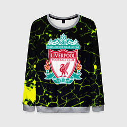 Мужской свитшот Ливерпуль зеленые трещины