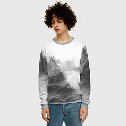 Свитшот мужской Абстракция серые волны, цвет: 3D-меланж — фото 2