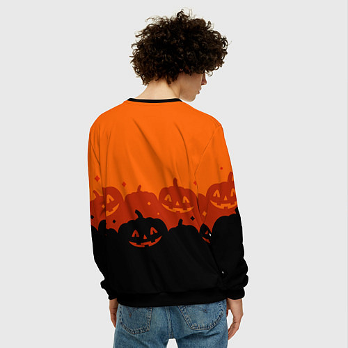 Мужской свитшот Хэллоуин счастливые тыквы / 3D-Черный – фото 4