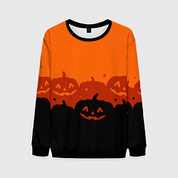 Свитшот мужской Хэллоуин счастливые тыквы, цвет: 3D-черный