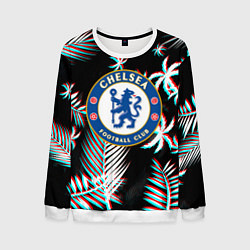 Свитшот мужской Chelsea тропики глитч текстура, цвет: 3D-белый