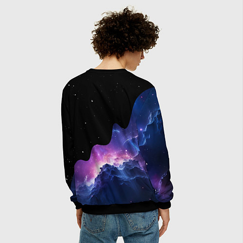 Мужской свитшот Потеки космической краски / 3D-Черный – фото 4