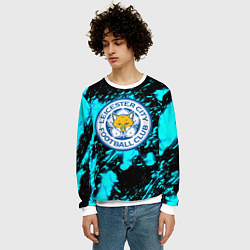 Свитшот мужской Лестер сити голубые краски, цвет: 3D-белый — фото 2