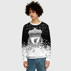 Свитшот мужской Liverpool японские символы краски, цвет: 3D-белый — фото 2