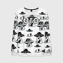 Свитшот мужской UFO и котики, цвет: 3D-белый