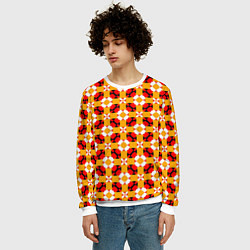 Свитшот мужской Цветочная геометрия красно-желтая, цвет: 3D-белый — фото 2
