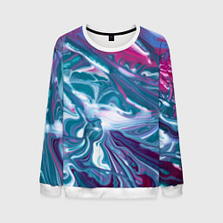 Мужской свитшот Абстракция бело сине красный мрамор