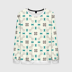 Свитшот мужской Узорчатый паттерн в квадратных ячейках, цвет: 3D-белый