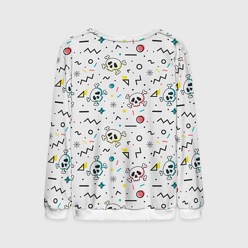 Мужской свитшот Паттерн с черепами и геометрическими фигурами на Х / 3D-Белый – фото 2