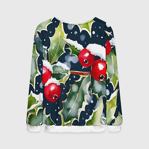 Мужской свитшот Зимний остролист / 3D-Белый – фото 2