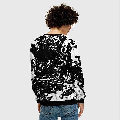Мужской свитшот Ювентус белые штрихи красок / 3D-Черный – фото 4