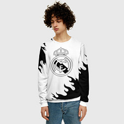 Свитшот мужской Реал Мадрид черный огонь, цвет: 3D-белый — фото 2