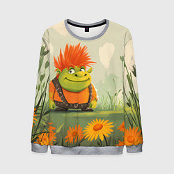 Свитшот мужской Маленький Шрек с рыжими волосами, цвет: 3D-меланж