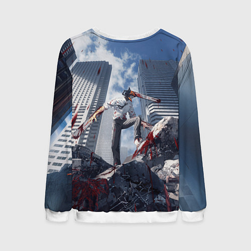 Мужской свитшот Denji in city Chainsaw man / 3D-Белый – фото 2