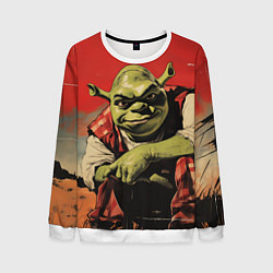 Свитшот мужской Шрек на фоне природы, цвет: 3D-белый
