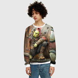 Свитшот мужской Шрек в панковских шмотках, цвет: 3D-белый — фото 2