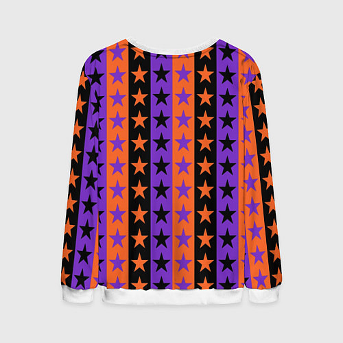 Мужской свитшот Звёзды Хэллоуина паттерн полосатый / 3D-Белый – фото 2