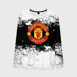 Свитшот мужской Манчестер Юнайтед черно белые краски лого, цвет: 3D-белый